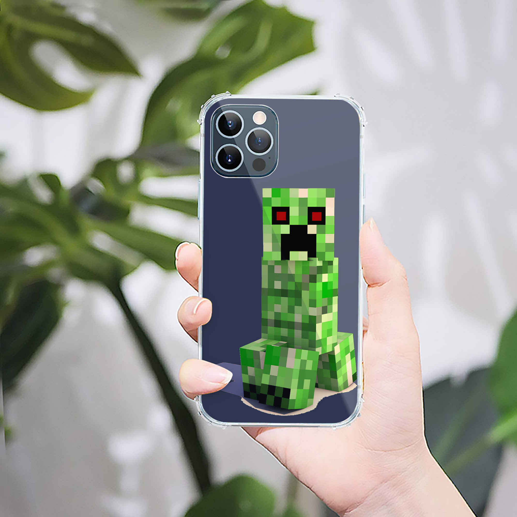 （画像用） マインクラフト ブロックの世界 Minecraft MC Block world 【iPhone 12シリーズ対応】透明スマホケース（クリアソフトケース）